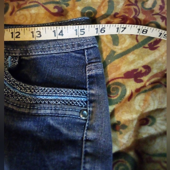 What's Hot Stretch Denim Stone Washed Ruffles Leg Jeans Women 14 Blue - Picture 12 of 14